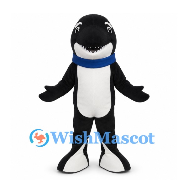 Orca Mascot Costume with Blue Collar