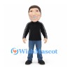 Man Mascot Costume with Black Jacket and Blue Jeans
