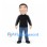Man Mascot Costume with Black Jacket and Blue Jeans