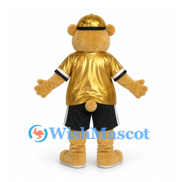 Leopard Mascot Costume with Gold Sports Shirt and Black Shorts