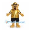 Leopard Mascot Costume with Gold Sports Shirt and Black Shorts