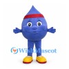 Blue Water Drop Mascot Costume with Red Headband