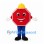 Red Octagon Mascot Costume with Yellow Hard Hat