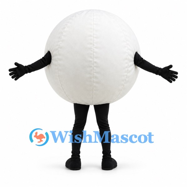 Number 39 Ball Mascot Costume in White with Black Legs