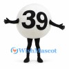 Number 39 Ball Mascot Costume in White with Black Legs