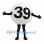 Number 39 Ball Mascot Costume in White with Black Legs
