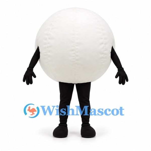 Number 54 Ball Mascot Costume in White with Black Legs