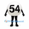 Number 54 Ball Mascot Costume in White with Black Legs
