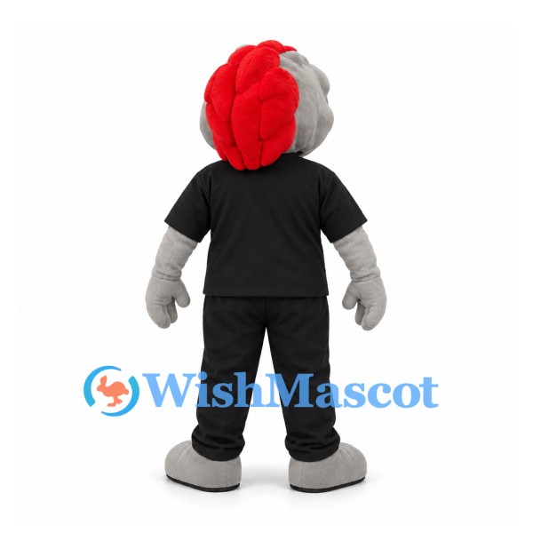 Zombie Mascot Costume with Gray Face and Red Brain Detail