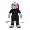 Zombie Mascot Costume with Gray Face and Red Brain Detail