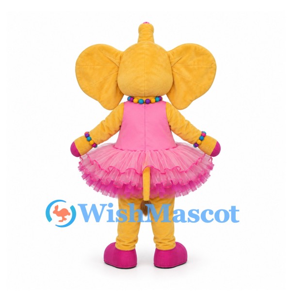 Yellow Elephant Mascot Costume with Pink Tutu Dress