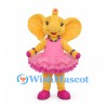 Yellow Elephant Mascot Costume with Pink Tutu Dress