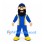 Bearded Man Mascot Costume with Blue Cap and Yellow Suspenders