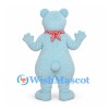 Light Blue Bear Mascot Costume with Red Gingham Scarf