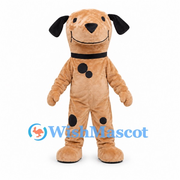 Brown Dog Mascot Costume with Black Ears and Spots