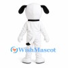 White Dog Mascot Costume with Black Ears and Collar