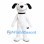 White Dog Mascot Costume with Black Ears and Collar