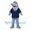 Gray Shark Mascot Costume with Navy Suit and Red Tie