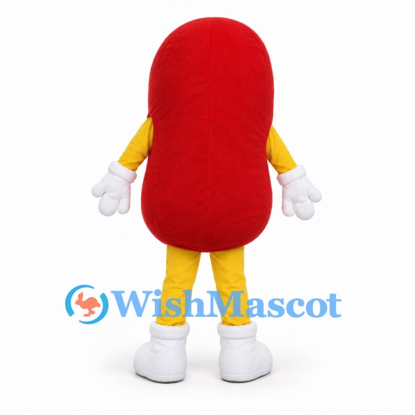 Red Jelly Bean Mascot Costume with Yellow Arms and Legs
