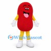 Red Jelly Bean Mascot Costume with Yellow Arms and Legs