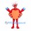 Red Crab Mascot Costume with Blue Claws and Face Opening
