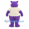 Purple Hippo Mascot Costume with White T-Shirt