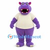 Purple Hippo Mascot Costume with White T-Shirt