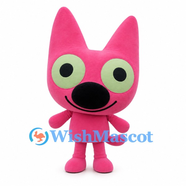 Pink Cat Mascot Costume with Oversized Pointed Ears