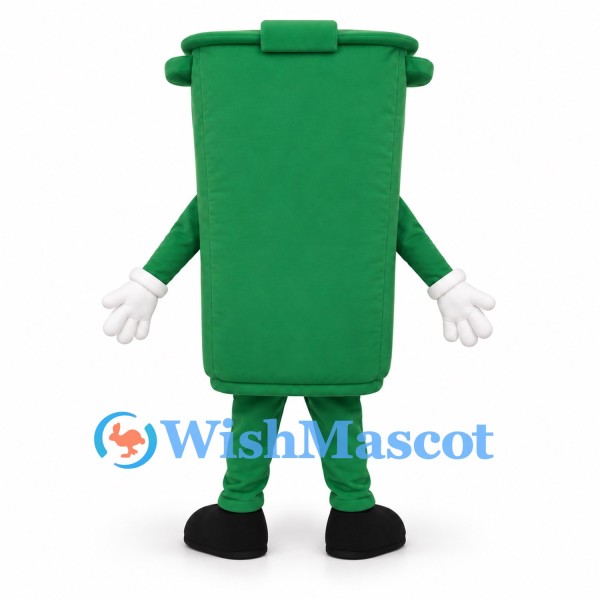 Green Wheelie Bin Mascot Costume with White Gloves