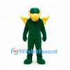 Green Dragon Mascot Costume with Yellow Wings and White Horns