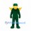 Green Dragon Mascot Costume with Yellow Wings and White Horns
