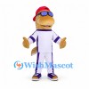 Fish Mascot Costume with Red Cap and White Sports Uniform