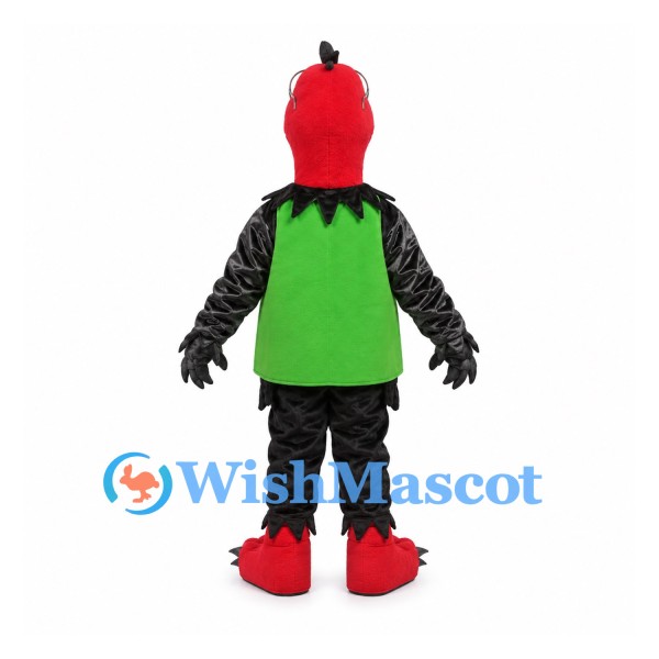 Woodpecker Mascot Costume with Red Head and Green Chest Panels