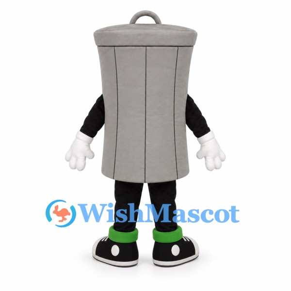 Gray Trash Can Mascot Costume with Green Nose