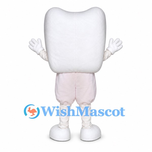 White Tooth Mascot Costume with Pink Legs