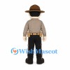 Ranger Mascot Costume with Brown Hat and Gray Shirt