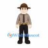 Ranger Mascot Costume with Brown Hat and Gray Shirt