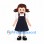 Schoolgirl Mascot Costume with Navy Pinafore Dress and Pigtails