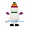 Snowman Mascot Costume with Striped Knit Hat and Scarf