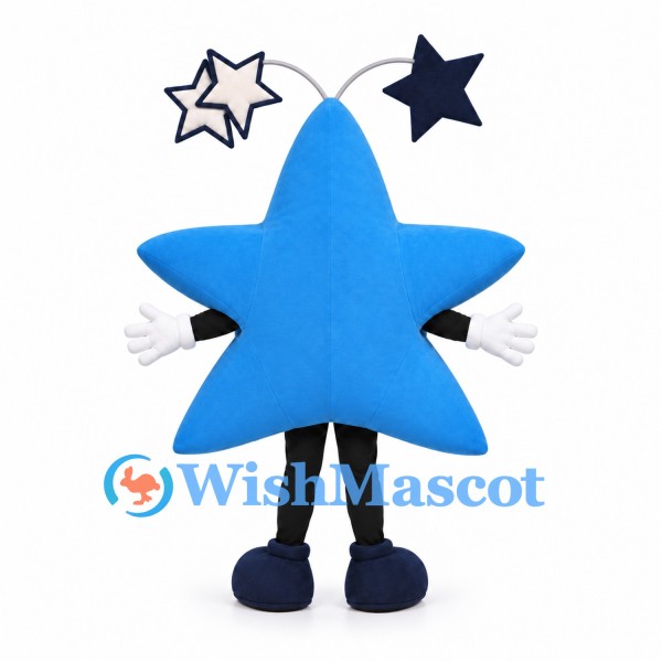 Blue Star Mascot Costume with Star-Tipped Antennae