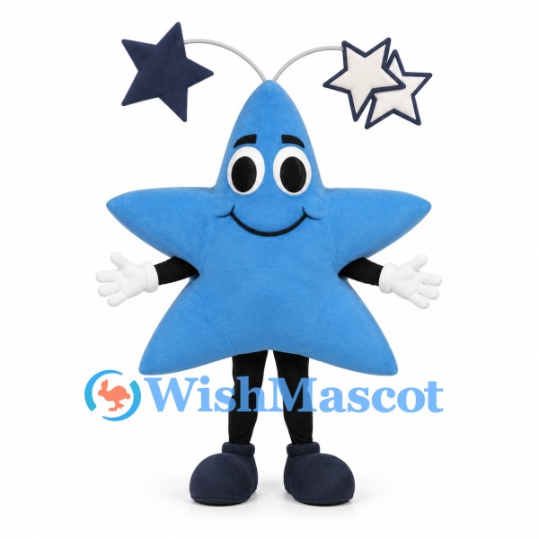 Blue Star Mascot Costume with Star-Tipped Antennae