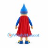 Water Drop Mascot Costume with Blue Superhero Suit and Red Cape
