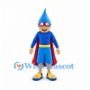 Water Drop Mascot Costume with Blue Superhero Suit and Red Cape