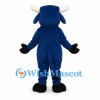 Blue Bull Mascot Costume with White Horns and Black Hooves