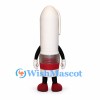White Pen Mascot Costume with Red and Silver Base