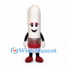 White Pen Mascot Costume with Red and Silver Base