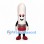 White Pen Mascot Costume with Red and Silver Base