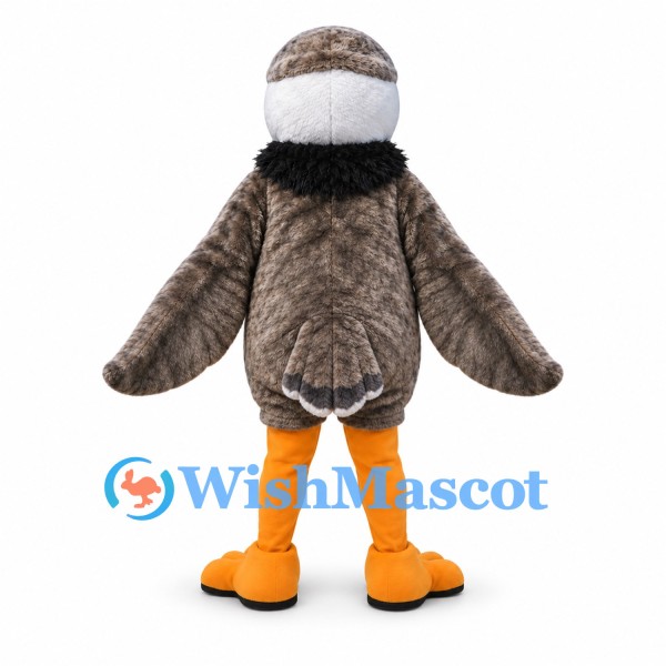Brown Eagle Mascot Costume with White Head and Orange Feet