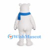 Polar Bear Mascot Costume with Blue Scarf and Purple Paw Pads