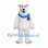 Polar Bear Mascot Costume with Blue Scarf and Purple Paw Pads